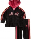 adidas Baby-Girls Infant 2 Piece Princess Velour Set, Black, 18 Months