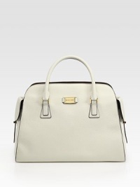 An impeccably-structured bag, crafted from rich pebble-grain leather for a sleek, refined silhouette.Double top handles, 3½ dropTop zip closureTwo outside pull-through pocketsProtective metal feetOne inside zip pocketTwo inside open pocketsFully lined12½W X 9½H X 6DImported An impeccably-structured bag, crafted from rich pebble-grain leather for a sleek, refined silhouette.Double top handles, 3½ dropTop zip closureTwo outside pull-through pocketsProtective metal feetOne inside zip pocketTwo inside open pocketsFully lined12½W X 9½H X 6DImported