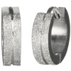 Sparkling Stainless Steel Center Grooved Huggie Hoop Earrings