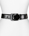 Sleek and shiny, this patent leather belt from Lauren Ralph Lauren lends glamour to any look.