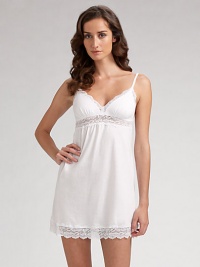 A smooth, silky knit, adorned with delicate lace, to wear under or on its own. Lace-trimmed V neckline Softly pleated cups Lace Empire waistband Adjustable stretch straps Lace hem Cotton/polyamide; hand wash or dry clean Made in Italy A smooth, silky knit, adorned with delicate lace, to wear under or on its own. Lace-trimmed V neckline Softly pleated cups Lace Empire waistband Adjustable stretch straps Lace hem Cotton/polyamide; hand wash or dry clean Made in Italy
