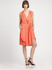 Smooth fabric cascades down this pretty design, with fine feminine details for a casual-chic look. Shirt collar with lapelPlunging v-neckEpaulette shouldersSelf-tie waistFront slash pocketsU-shaped hemPolyesterDry cleanImported of French fabricModel shown is 5'10.5 (179cm) wearing US size 4. Smooth fabric cascades down this pretty design, with fine feminine details for a casual-chic look. Shirt collar with lapelPlunging v-neckEpaulette shouldersSelf-tie waistFront slash pocketsU-shaped hemPolyesterDry cleanImported of French fabricModel shown is 5'10.5 (179cm) wearing US size 4.
