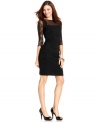 Vince Camuto's sheath is subtly sexy with lace touches and sheer details at the chest and sleeves.