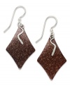 Add shimmery, two-tone earrings for versatile style. Jody Coyote's pretty diamond-shaped earrings are crafted in bronze with sterling silver accents and french wire. Approximate drop: 1-5/8 inches.