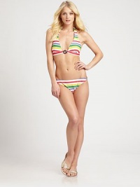 Bright stripes enliven this timeless design with sexy ring sides.Stretch bottomRing sidesFully lined82% nylon/18% spandexHand washMade in USA of imported fabric Please note: Bikini top sold separately. 