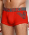 Comfort and style come together in this stretchy cotton trunk by Emporio Armani.