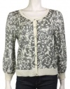 Juicy Couture Womens Angel 3/4 Sleeve Cropped Cardigan Sweater Top, X-Large