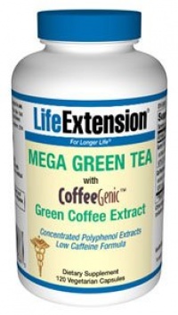 Mega Green Tea with CoffeeGenicTM Green Coffee Extract
Low Caffeine Formula
120 vegetarian capsules