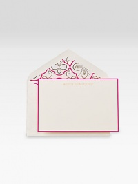 Pink and gold accents add a sweet touch to this set of 10 stylish, hand-engraved notecards. Pretty damask rose and white peony-lined envelopes truly seal the deal. Set of 10 notecards4.25W X 6.4HMade in USA