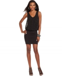 Art Deco-inspired beading adds a hint of sparkle to this GUESS dress -- perfect for holiday soiree style! Art Deco-inspired beading adds a hint of sparkle to this GUESS dress -- perfect for holiday soiree style!