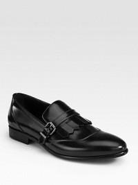 EXCLUSIVELY AT SAKS. Classic loafer with buckle and fringe detail, impeccably crafted in Italy from smooth spazolato leather.Leather upperLeather liningLeather soleMade in Italy EXCLUSIVELY AT SAKS. Classic loafer with buckle and fringe detail, impeccably crafted in Italy from smooth spazolato leather.Leather upperLeather liningLeather soleMade in Italy