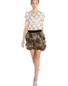 Alice and Olivia By Stacey Bendet Designer Womens Leopard Print Feather Skirt