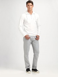 The perfect casual pullover crafted from fine waffle-knit cotton.Drawstring hoodZipper half-placketButton-flap chest pocketsCottonMachine washImportedAdditional Information Men's Shirts & Sweaters Size Guide The perfect casual pullover crafted from fine waffle-knit cotton.Drawstring hoodZipper half-placketButton-flap chest pocketsCottonMachine washImportedAdditional Information Men's Shirts & Sweaters Size Guide