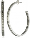 Judith Jack Square Cut Sterling Silver and Square Cut 50 MM Gemstone Hoop Earrings