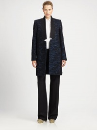 Luxurious, textural wool tweed, tailored with a sculptural contrast collar and uniquely notched front details.Stand collarModified notched, inverted lapelsWelt pocketsAbout 36 from shoulder to hem73% wool/19% cotton/4% polyamide/4% rayonDry cleanMade in Italy of imported fabricModel shown is 5'11 (180cm) wearing US size 4. Additional Information Women's Premier Designer & Contemporary Size Guide Luxurious, textural wool tweed, tailored with a sculptural contrast collar and uniquely notched front details.Stand collarModified notched, inverted lapelsWelt pocketsAbout 36 from shoulder to hem73% wool/19% cotton/4% polyamide/4% rayonDry cleanMade in Italy of imported fabricModel shown is 5'11 (180cm) wearing US size 4. Additional Information Women's Premier Designer & Contemporary Size Guide