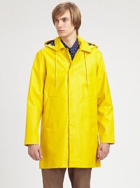 Sharp and sturdy, this boldly hued, lightweight design is sure to beat the seasonal elements in style.Zip frontAttached drawstring hoodFront slash pockets70% pvc/30% cottonHand washImported Sharp and sturdy, this boldly hued, lightweight design is sure to beat the seasonal elements in style.Zip frontAttached drawstring hoodFront slash pockets70% pvc/30% cottonHand washImported