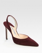 Endless versatility in its truest form, this sophisticated suede silhouette has a point toe, skinny heel and stretchy slingback strap. Self-covered heel, 4 (100mm)Suede upperLeather lining and solePadded insoleMade in ItalyOUR FIT MODEL RECOMMENDS ordering one half size up as this style runs small. 