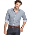 Versatile enough to pair with jeans or dress pants, this plaid Club Room shirt adds ample flexibility to your wardrobe.