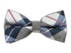 100% Silk Woven Serene Blue Monster Madras Plaid Self-Tie Bow Tie