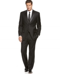 Smart and sophisticated, this smart black tuxedo from Alfani puts the polish back into your formal wardrobe. Smart and sophisticated, this smart black tuxedo from Alfani puts the polish back into your formal wardrobe.