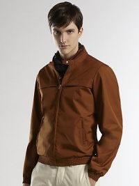 A modern outerwear essential in techno cotton poplin with signature web detail on the collar.Zip frontStand collarSide slash pocketsBanded cuffs and hemAbout 26 from shoulder to hemCottonDry cleanMade in Italy A modern outerwear essential in techno cotton poplin with signature web detail on the collar.Zip frontStand collarSide slash pocketsBanded cuffs and hemAbout 26 from shoulder to hemCottonDry cleanMade in Italy