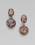 This colorful piece is set in sterling silver. Multi-colored sapphires Sterling silver Drop, about 1½ Post back Imported 