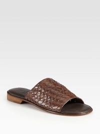 Delicately woven slip-on designed in luxurious leather.Leather upperLeather liningPadded insoleRubber soleImported Delicately woven slip-on designed in luxurious leather.Leather upperLeather liningPadded insoleRubber soleImported
