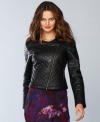 Quilted and adorned with an asymmetrical zipper, INC's faux leather jacket is ready to rock your next outfit!
