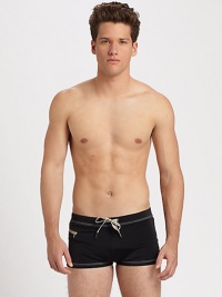 Summertime swimwear for the bold and daring, set in slim-fitting, quick-drying nylon.Drawstring-tie waistInseam, about 280% nylon/20% elastaneMachine washImported Summertime swimwear for the bold and daring, set in slim-fitting, quick-drying nylon.Drawstring-tie waistInseam, about 280% nylon/20% elastaneMachine washImported