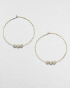 From the Brilliance Collection. A slender wire hoop, adorned with three sparkling beads, creates a look of understated glamour.GlassGoldtoneDiameter, about 1.25PiercedImported