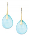 A touch of color livens any look. These stunning 10k gold earrings feature teardrop-shaped blue chalcedony stones (13 ct. t.w.). Approximate drop: 1 inch.