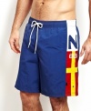 Dive into great beach style with this sailing-inspired swim trunk from Nautica.