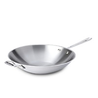 The open stir fry (flat bottomed wok), is designed to quickly cook a variety of meats and vegetables on its large surface. The pan's deep, sloping sides make it ideal for mixing and tossing ingredients without spills and a thick, triple layer disk of bonded stainless steel and aluminum ensures fast and even heat distribution for preparing beef, chicken, pork and stir fry vegetables. The open stir fry (flat bottomed wok), is designed to quickly cook a variety of meats and vegetables on its large surface. The pan's deep, sloping sides make it ideal for mixing and tossing ingredients without spills and a thick, triple layer disk of bonded stainless steel and aluminum ensures fast and even heat distribution for preparing beef, chicken, pork and stir fry vegetables.