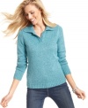 Karen Scott's soft sweater features chic marled knit and a variety of smart colors to choose from! Pair it with jeans for essential weekend style.