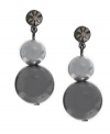 Add the perfect final touch to elegant evening wear. Stylish earrings by Kenneth Cole New York feature two graduated stone drops with a smoky-colored crystal stud accent. Crafted in hematite-plated mixed metal. Approximate length: 2-1/4 inches.