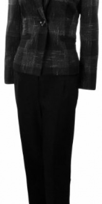 Evan Picone Women's Middleton Plaid Pant Suit Black/Ivory Evan Picone Women's Middleton Plaid Pant Suit Black/Ivory