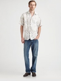 Subtle print pattern adds a refreshing update to any casual basics, handsomely tailored in luxurious silk with patch pocket at the chest.ButtonfrontChest patch pocketSilkDry cleanImported Subtle print pattern adds a refreshing update to any casual basics, handsomely tailored in luxurious silk with patch pocket at the chest.ButtonfrontChest patch pocketSilkDry cleanImported