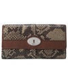 Get organized in the most exotic way with this posh, python-embossed leather clutch from Fossil. Ideally sized to slip inside a handbag, it boasts plenty of pockets and compartments for all the essentials.
