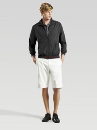 Zip-up windbreaker of techno nylon with signature web detail at the collar, cuffs and hem.Zip frontKangaroo pocketsPolyesterDry cleanMade in Italy Zip-up windbreaker of techno nylon with signature web detail at the collar, cuffs and hem.Zip frontKangaroo pocketsPolyesterDry cleanMade in Italy