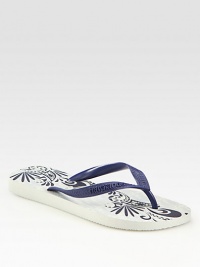 This tropical favorite has a thong front and uniquely printed footbed. Rubber upperPadded insoleRubber soleImported