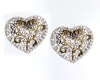 B. Brilliant 18K Gold Over Sterling Silver Filigree and Cubic Zirconia Heart Button Earrings