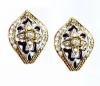 B. Brilliant 18K Gold Over Sterling Silver Filigree and Cubic Zirconia Marquis Shaped Earrings