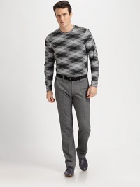 A bold, graphic statement is made in this ribbed crewneck sweater.Crewneck48% viscose/48% polyester/4% elastaneHand washImported A bold, graphic statement is made in this ribbed crewneck sweater.Crewneck48% viscose/48% polyester/4% elastaneHand washImported