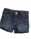 GUESS Kids Girls Embroidered Denim Shorts (12-24M), MEDIUM STONE (18M)