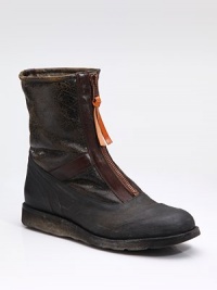 Hard-worn style with character that counts in soiled leather with a zip closure outside and cozy shearling inside. Zip closure Shaft, 8¼ Shearling lining Padded insole Rubber sole Made in Italy Hard-worn style with character that counts in soiled leather with a zip closure outside and cozy shearling inside. Zip closure Shaft, 8¼ Shearling lining Padded insole Rubber sole Made in Italy