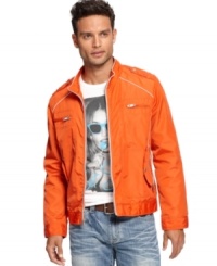 The latest layer that won't detract from your look, this nylon jacket from INC International Concepts will be your all-star this season. (Clearance) The latest layer that won't detract from your look, this nylon jacket from INC International Concepts will be your all-star this season. (Clearance)