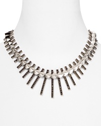 Big-time bohemian glamour arrives with Giles & Brother pavé fringe necklace. Wear the crystal-embellished collar with a flowing frock and be the (bold) belle of the ball. Big-time bohemian glamour arrives with Giles & Brother pavé fringe necklace. Wear the crystal-embellished collar with a flowing frock and be the (bold) belle of the ball.