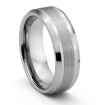 8MM Tungsten Carbide Brushed Silver Mens Wedding Band Ring (Available Sizes 7-14 Including Half Sizes)