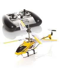 Protocol's TigerJet RC Helicopter with Gyro is the world's best flying indoor helicopter thanks to its built-in gyroscopic circuit. With its omni-directional 3 channel infrared remote control and co-axial auto-stabilizing rotors, it provides responsiveness and pinpoint accuracy for precise flight and easy handling! Realistic details such as its flashing multi-colored LED light complete the experience. Protocol's TigerJet RC Helicopter with Gyro is the world's best flying indoor helicopter thanks to its built-in gyroscopic circuit. With its omni-directional 3 channel infrared remote control and co-axial auto-stabilizing rotors, it provides responsiveness and pinpoint accuracy for precise flight and easy handling! Realistic details such as its flashing multi-colored LED light complete the experience.