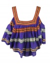 Mara Hoffman womens striped fiesta cut out shoulder top